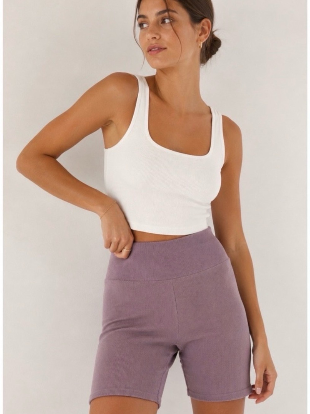 Everlane The Body Rib Bike Shorts Mauve Size XL NWT